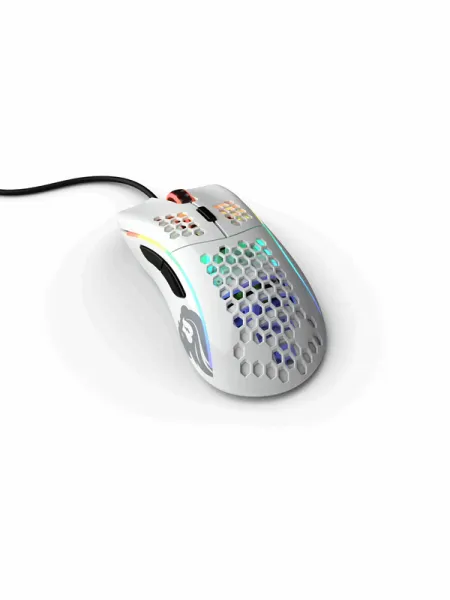 Glorious Model D - Glossy White - Gaming Mus - Optisk - 6 knappar - Vit med RGB-LED-belysning