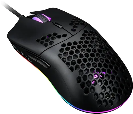 DUTZO Keiryō RGB - Matt Black - Gaming Mus - Optisk - 6 knappar - Svart med RGB-ljus